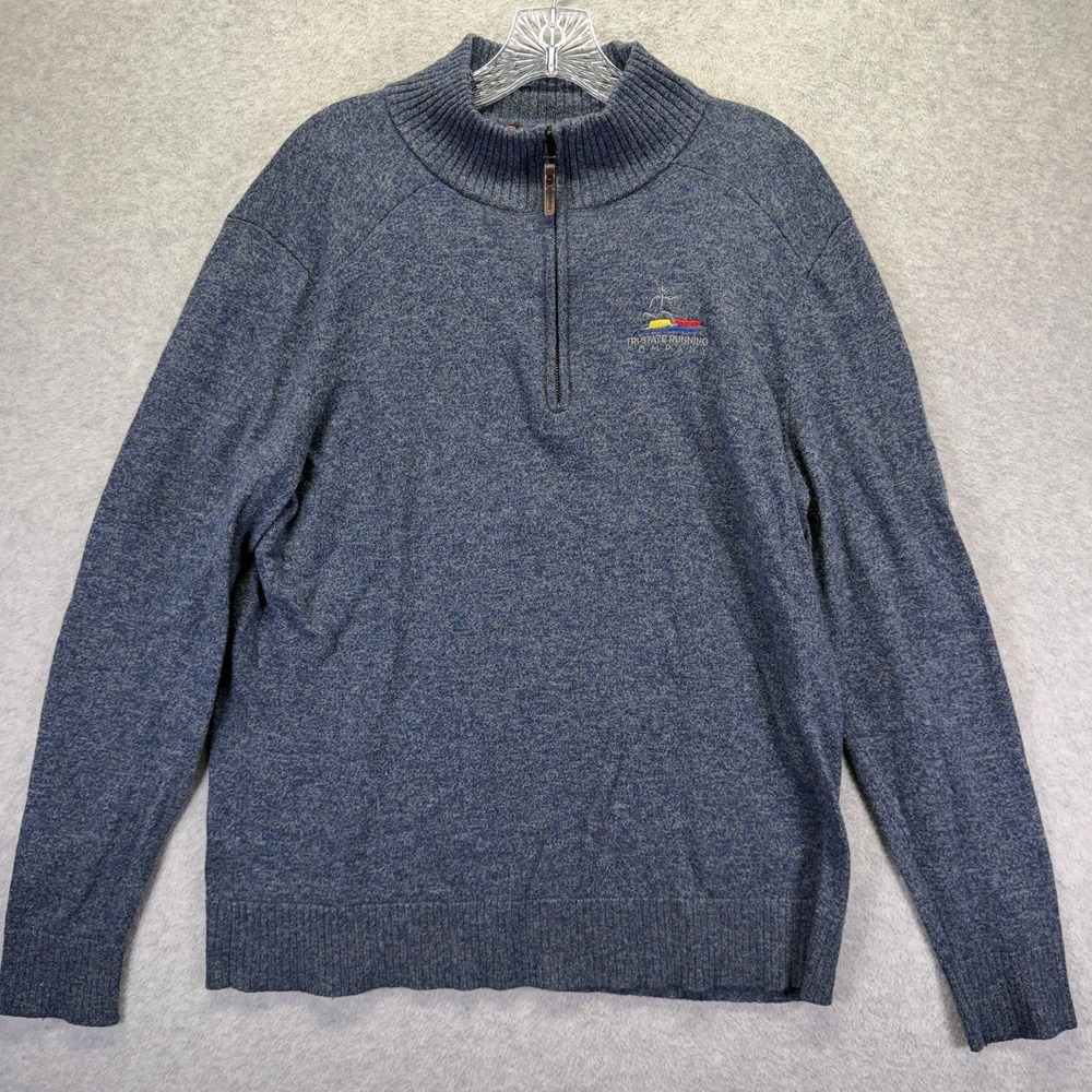 Smartwool Sparwood Sweater Mens Large Blue 1/2 Zip Mock Neck Hiking Outdoors